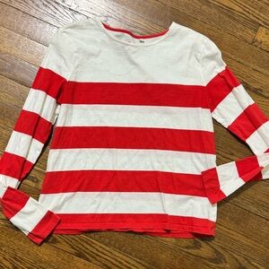 Boden Size 4 Red and White Striped Long Sleeve Shirt